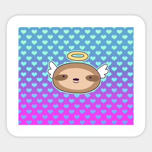 Angel Face Sloth - Ombre Hearts Pattern Sticker